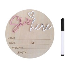 Baby Announcement Sign,  5.9 Inch Wooden Hello World Newborn Signs, Birth Ann...