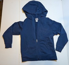 Hanna Andersson Hooded Jacket With Pockets Navy Blue Cotton US 6-7 EUC