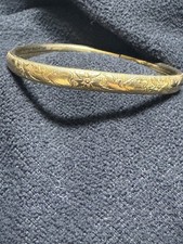 Antique Vintage 12k gf Gold Filled herat floral baby infant bangle Bracelet
