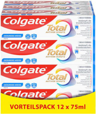 Colgate Zahnpasta Total Plus Gesundes Weiß Schutz für Zähne Mundhygiene 12x75ml