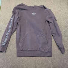 Adidas Youth Hoodie Size L 13-14Y Gray Pullover Sweatshirt Cotton Blend