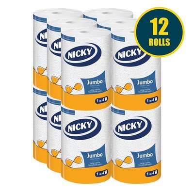 Nicky 12 Jumbo Küchenrolle 2-lagig 200 Blatt starkes Mehrzwecktuch Großeinkauf