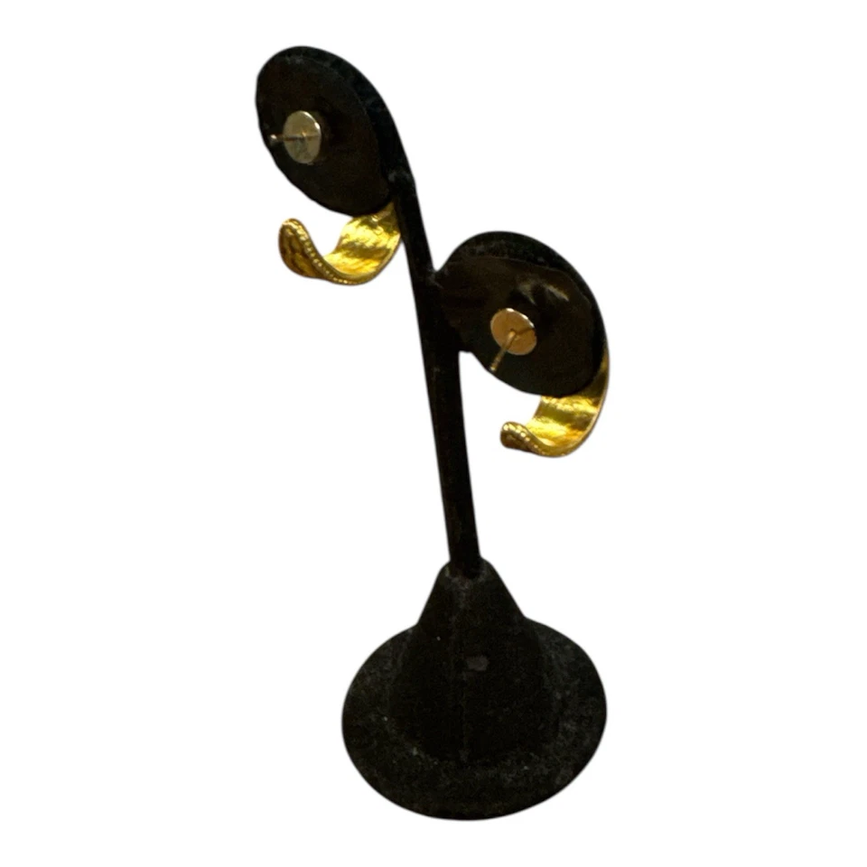 Julie Vos ‘24 Gold Engraved Hoop Earrings Elegant Design Medium Hoop - Image 3 of 3