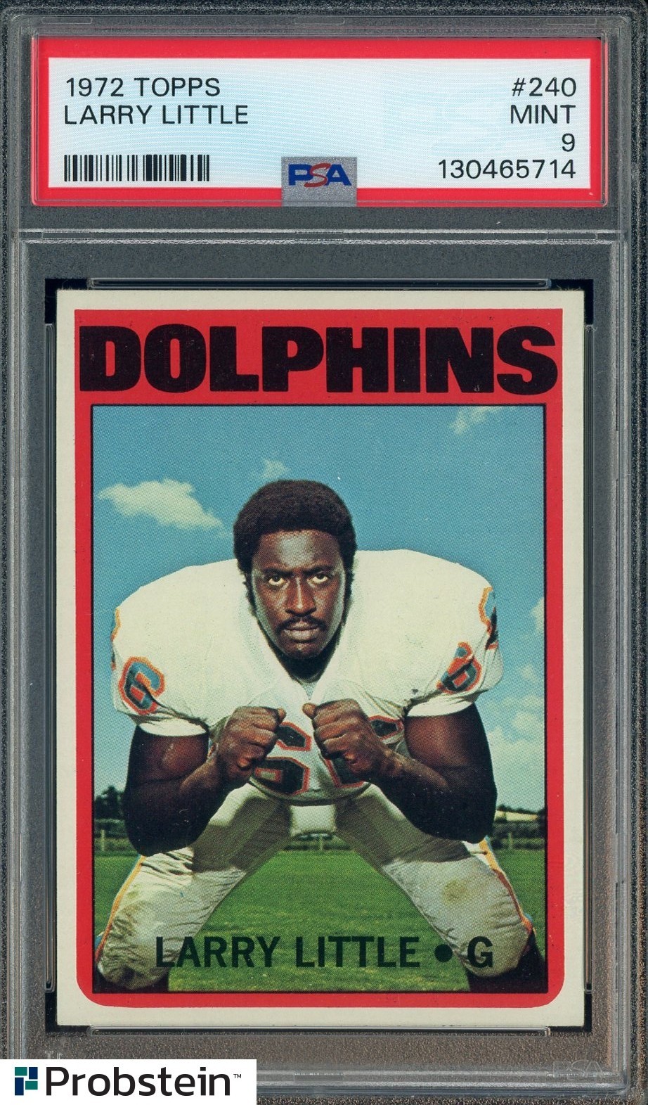 1972 Topps #240 Larry Little RC Rookie PSA 9 HOF Dolphins Centered