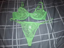 Primark 2 Piece Lingerie Set, Size 36D - 14/16 Thong, Lace Trim.