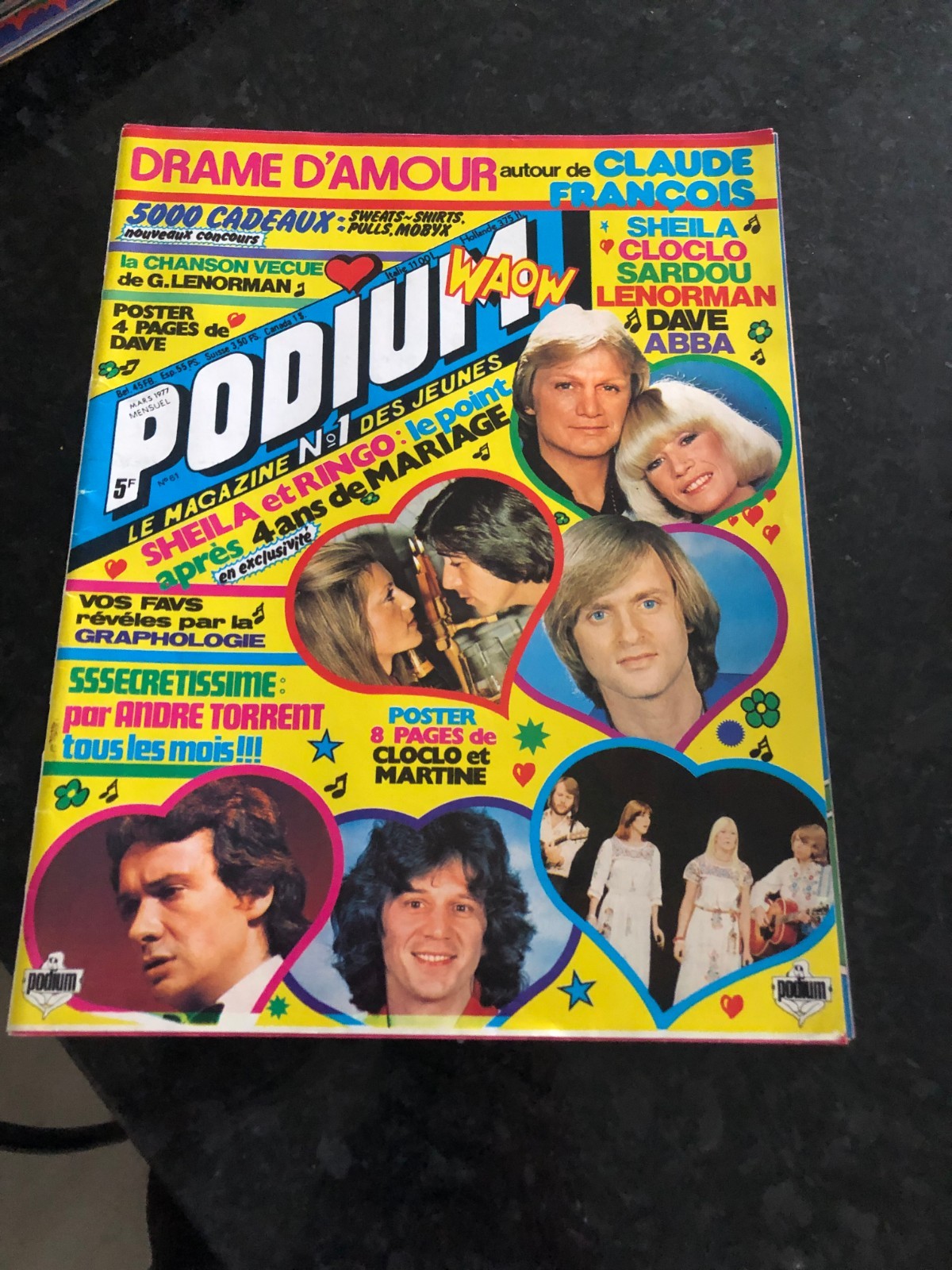 VINTAGE 70's   REVUE "" PODIUM  "" N°61 COUVERTURE CLAUDE FRANCOIS