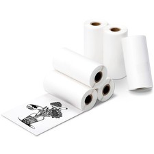 6 Roll Mini Sticker Printer Photo Paper, 57 x 30mm Thermal Printer Paper Whit...