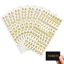 7 Sheets Gold Letter Stickers Small Gold Alphabet Self Adhesive Glitter Gradu...