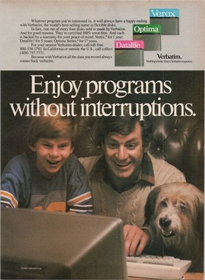 Verbatim 1983 Vintage Print Ad Flexible Disk Data Storage Technology