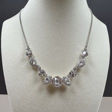 Givenchy Necklace Silver Tone Clear Crystals Elegant Signed