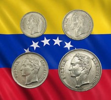 Lot of 4 Venezuela Centimos & Bolivares Coins - 1965 & 1967 - Combined Ship