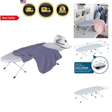 Folding Tabletop Ironing Board with Iron Rest Blue Compact Space Saver