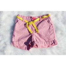 Carter's Girls' Pink  White Striped Shorts With Yellow Belt Size 4T Kids 