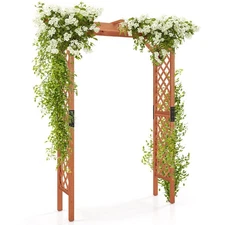7FT Wood Garden Arbor Trellis, Wedding Arch for Outdoor Patio Birthday Bridal...