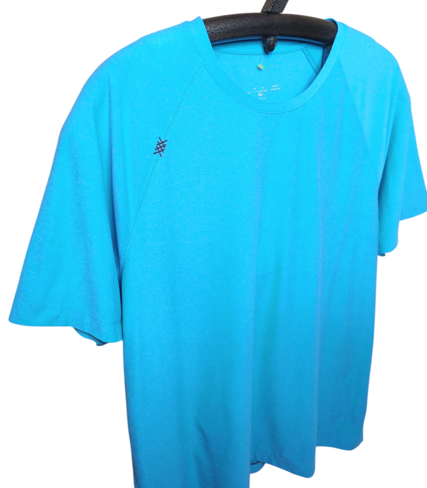 RHONE Reign Shirt Gym Sweat Wicking Mens XL Light Blue Stretch Performance