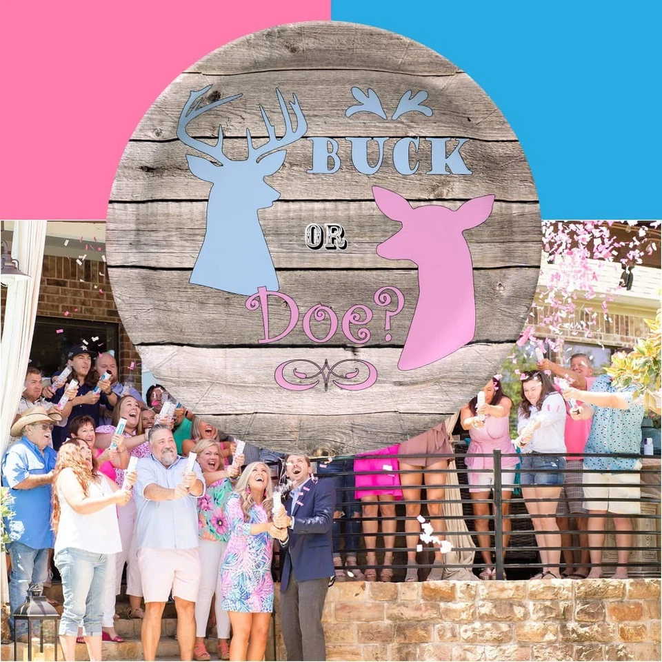 巴克还是多伊? 9 英寸盘子(24 件)! 圆形纸板;性别揭示收藏品... — 第 3/4 张图片