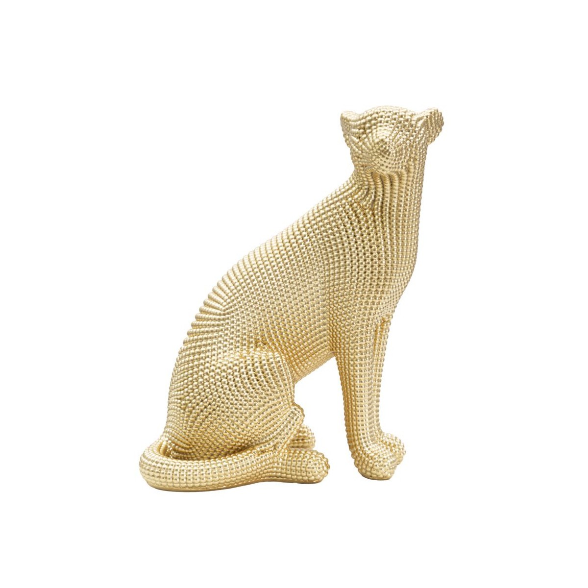 Statuette léopard résine 29cm or sculpture animaux déco