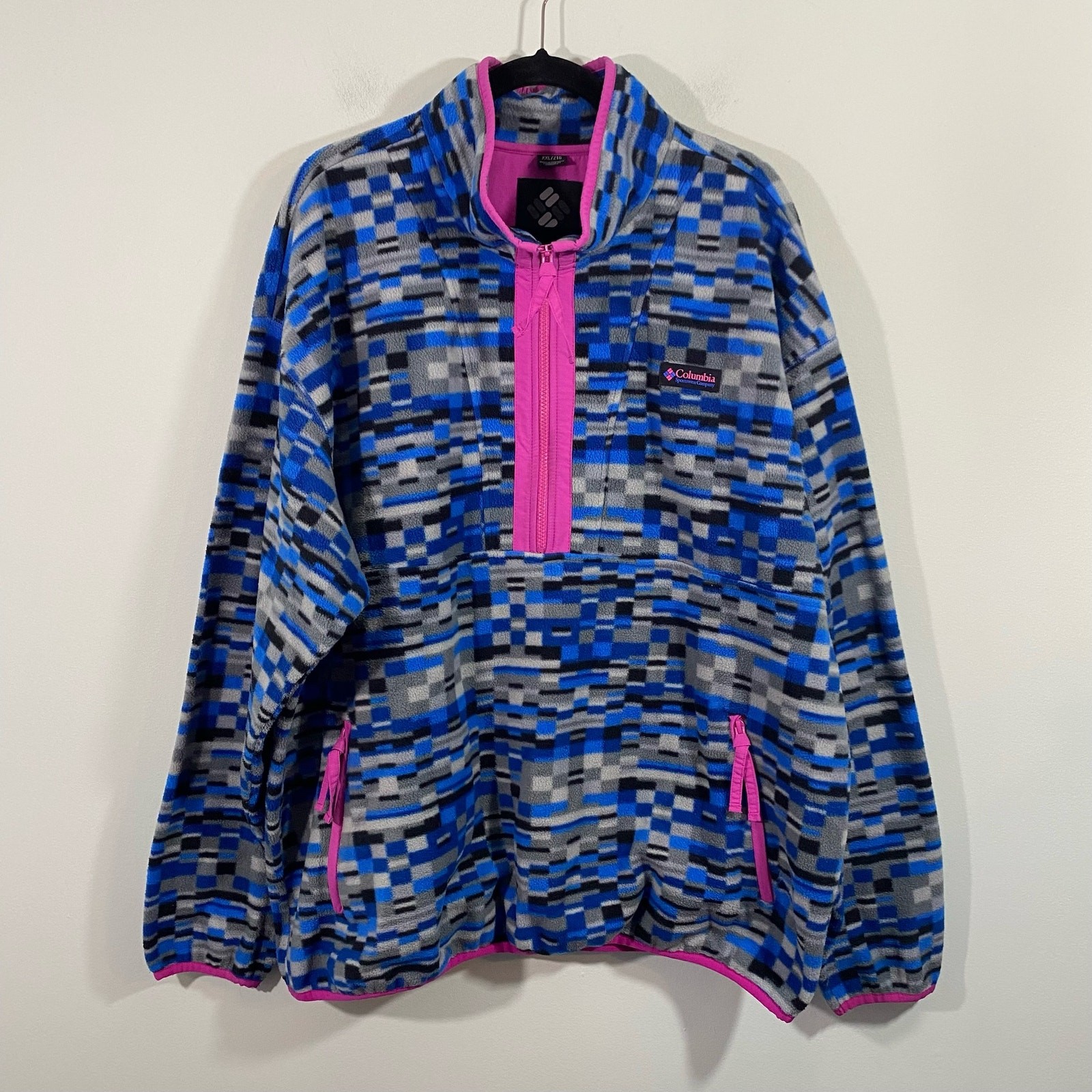 Columbia Women's Blue & Pink Graphics Half Zip Pullover Fleece Size 2XL 