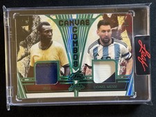 2023 Leaf Art of Sport Canvas Combos Pelé / Lionel Messi Green #CC-32 i MEM /2