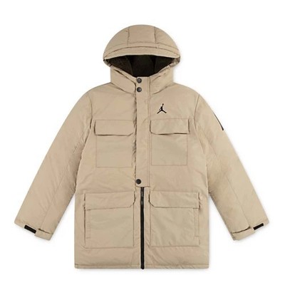 Nike Air Jordan Faux Down Puffer Jacket Cream Black Youth Size XL Brand New 