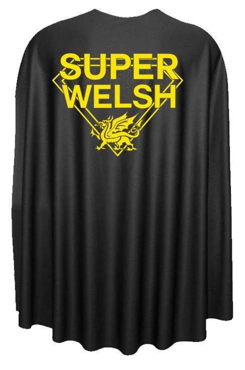 Adults Super Welsh Superhero Cape Rugby Football St Davids Day Fancy Dress