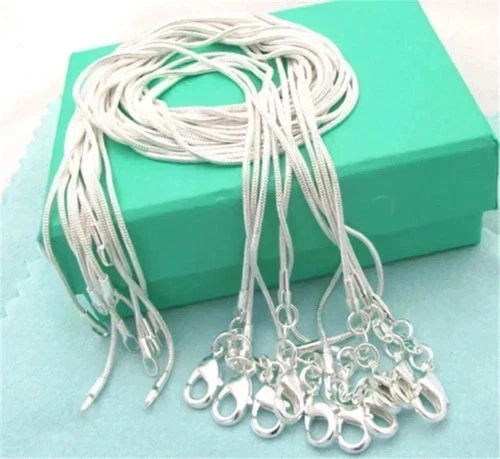 10PCS wholesale 925 sterling solid silver 1MM 16-30inch snake chain necklace - product listing photo