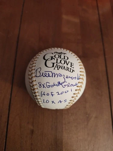 Bill Mazeroski Signed Gold Glove  Baseball 3 Inscriptions JSA