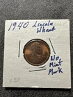 1940 Lincoln Wheat Penny. Copper. Non Magnetic. No Mint Mark. Mint State