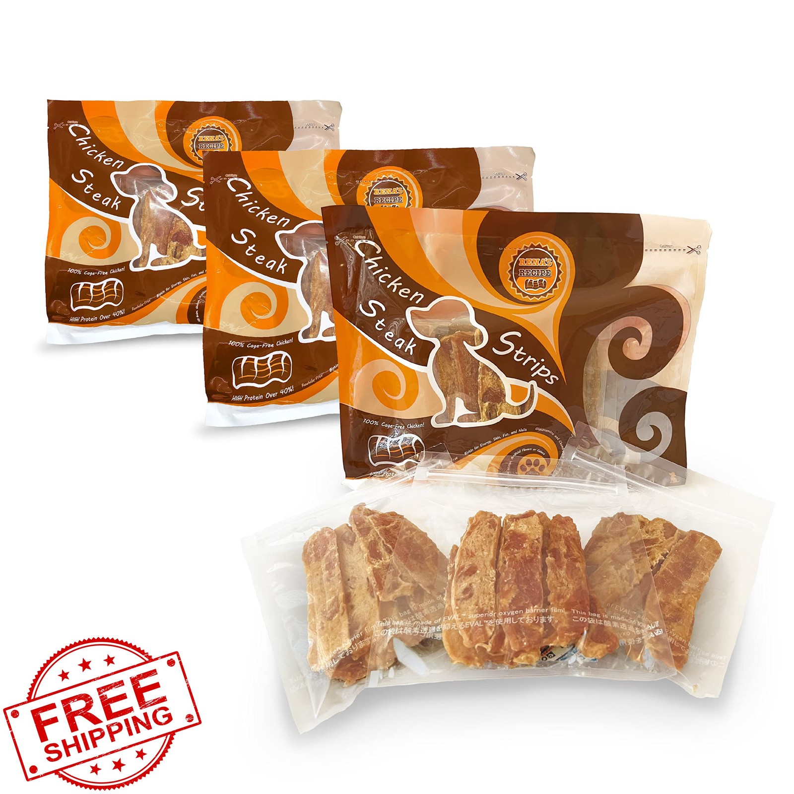 Rena's Recipe Chicken Steak Strips 30 Count 3 Pack Hips Nail