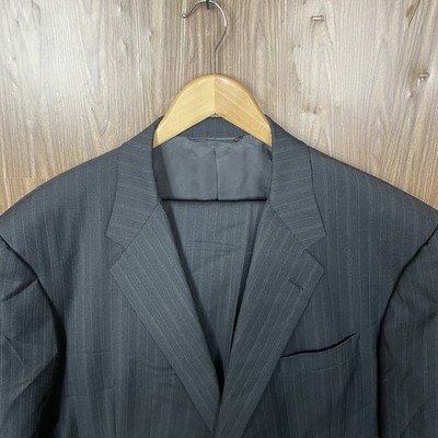 Hickey Freeman Bespoke Vintage 2 Piece Suit Mens 48R 42x31 Brown Gray Striped