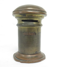 Vintage Tin Brass Covered Moneybox Bank Post Box Collectable