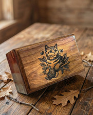 Wooden Urn Beautiful Cat Design-Pet Urns for Cat Ashes-Decorative Wooden
