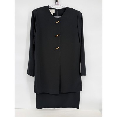 Evan-Picone Black Layered Sheath Dress Gold Toggle Accents Womens Sz 10 Vintage