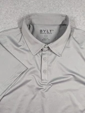 BYLT Men Shirt Large Premium Basics Signature Polo Curved Hem Short Sleeve Logo