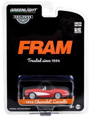 Greenlight 30388 Chevrolet Corvette ''Fram'' rot 1958 - Exclusive Maßstab 1:64
