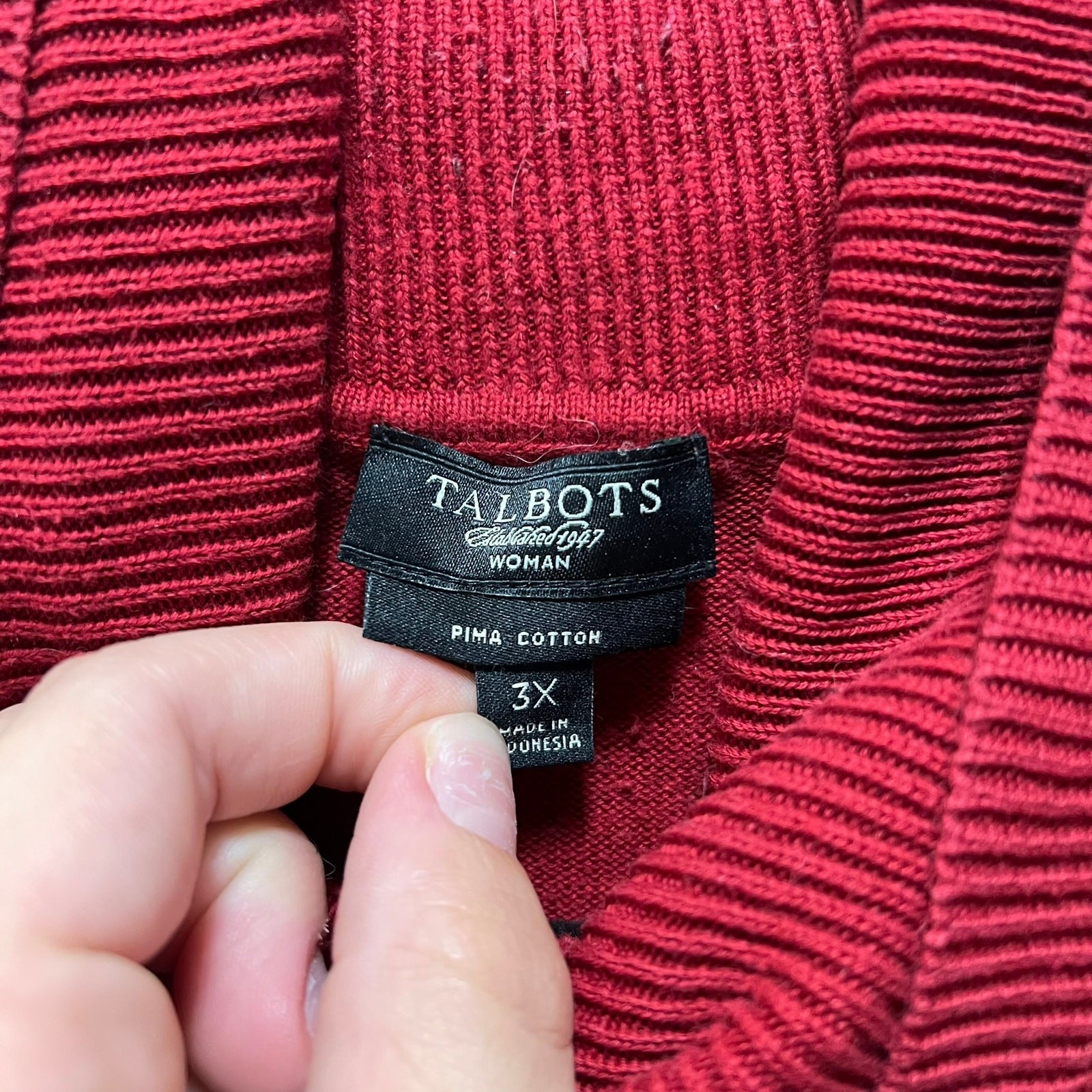 Talbots Women Pima Cotton Red Turtleneck Sweater … - image 3