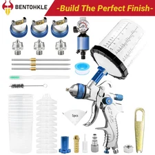 HVLP Air Paint Spray Gun Kit Gravity Feed Car Auto House Primer 1.4/1.7/2.0MM