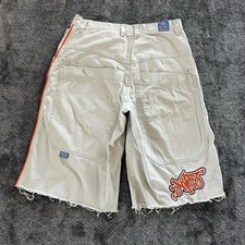 Vtg Jnco Jeans Mens 34 Khaki Scoop Shorts Logo Baggy Raw Hem Cut Off Rare 90s