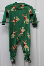 Carter's Child of Mine Baby Holiday One-Piece Pajamas-Green-12M-New without Tag