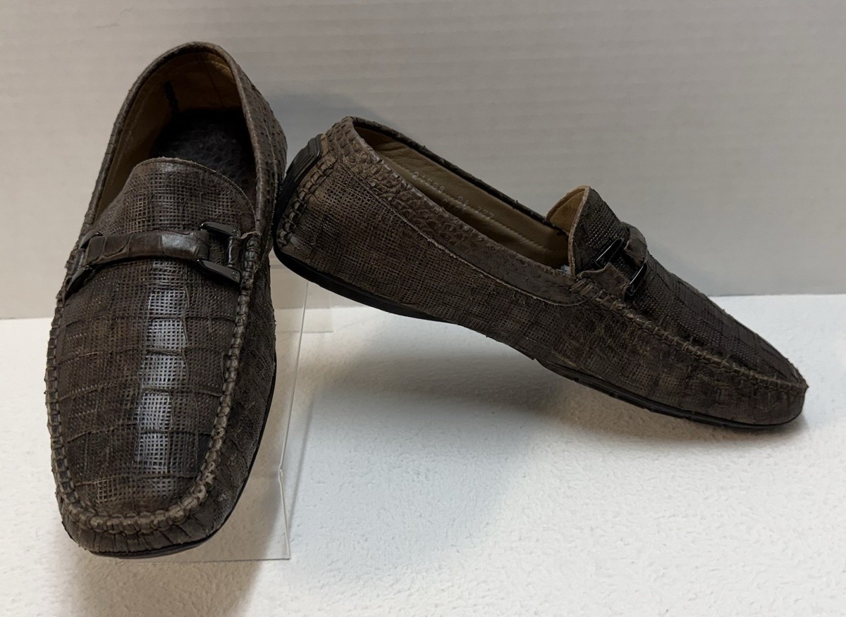Aldo Brue Crocodile Embossed Italian Calfskin Leather  display picture 1