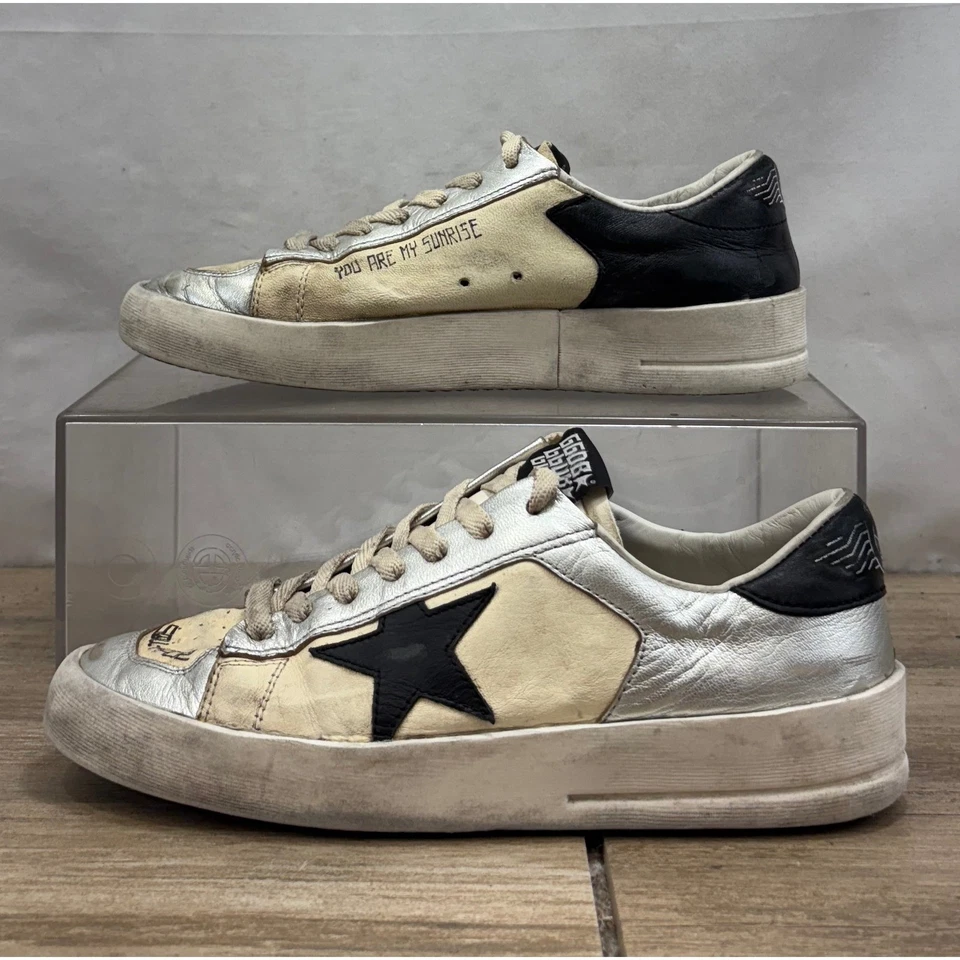 Golden Goose Stardan Sneakers Platform Silver Black Star Size 39 Low Top - Image 2 of 4