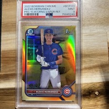 2022 Bowman Chrome Yellow Orange Vapor /75 Alexis Hernandez PSA 9