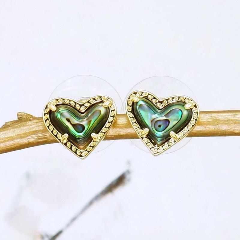 NWOT Kendra Scott Ari Heart Stud Earrings Abalone Gold