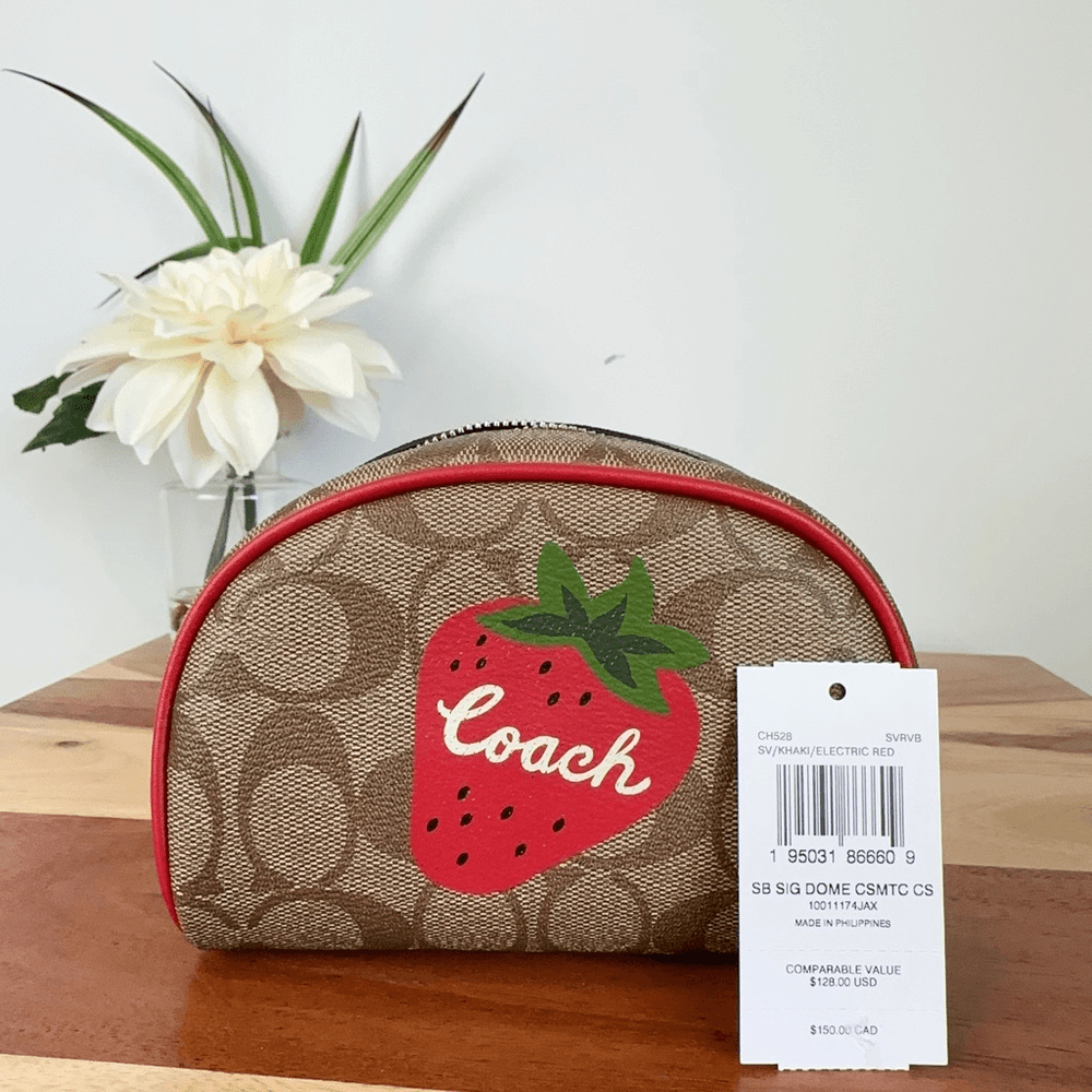 NWT Coach Dome Cosmetic Case In Signature Canvas With Wild