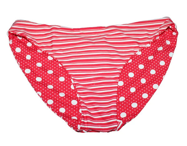BIKINI SLIP BIKINIHOSE GESTREIFT / GEPUNKTET MOONTIDE ROT WEISS WENDBAR 38 NEU - Bild 3 von 4