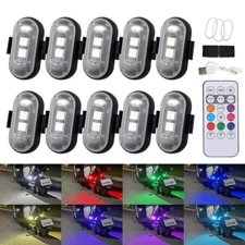 10x Wireless LED Strobe Light RGB 8-Colors Rechargeable Flashing Warning Lights
