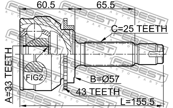 0410-044A43 FEBEST Joint Kit, drive shaft for MITSUBISHI