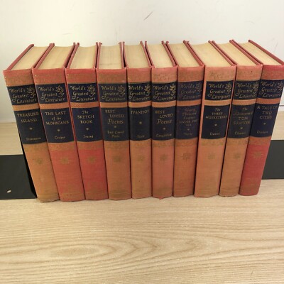 Vintage Set of 10 World's Greatest Literature Books- 1949 -Various Authors