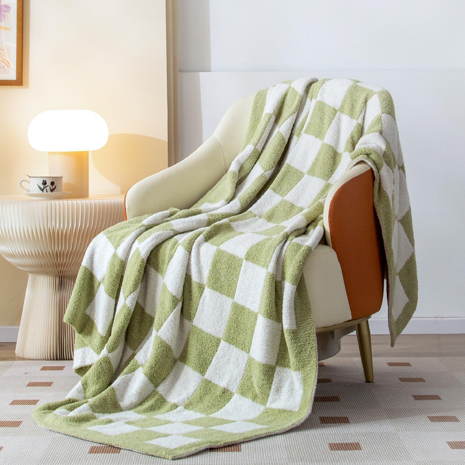 SeaRoomy Checkered Blanket, Ultra Soft Knitted Blanket Queen Size, Warm Cozy ...