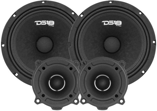 DS18 Car Speakers Combo 2X Midrange Loudspeaker 8" and 2X Super Bullet Tweeter